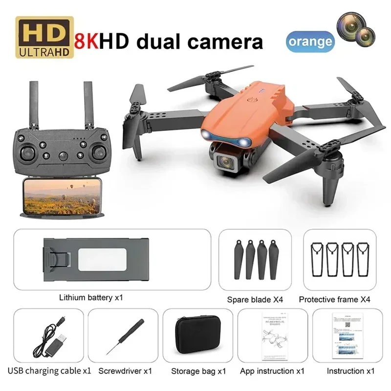 E99 8K HD Camera, Remote Control Drones, Foldable Quadcopter, Optical Flow Positioning, Aerial Photography Remote Control Drone