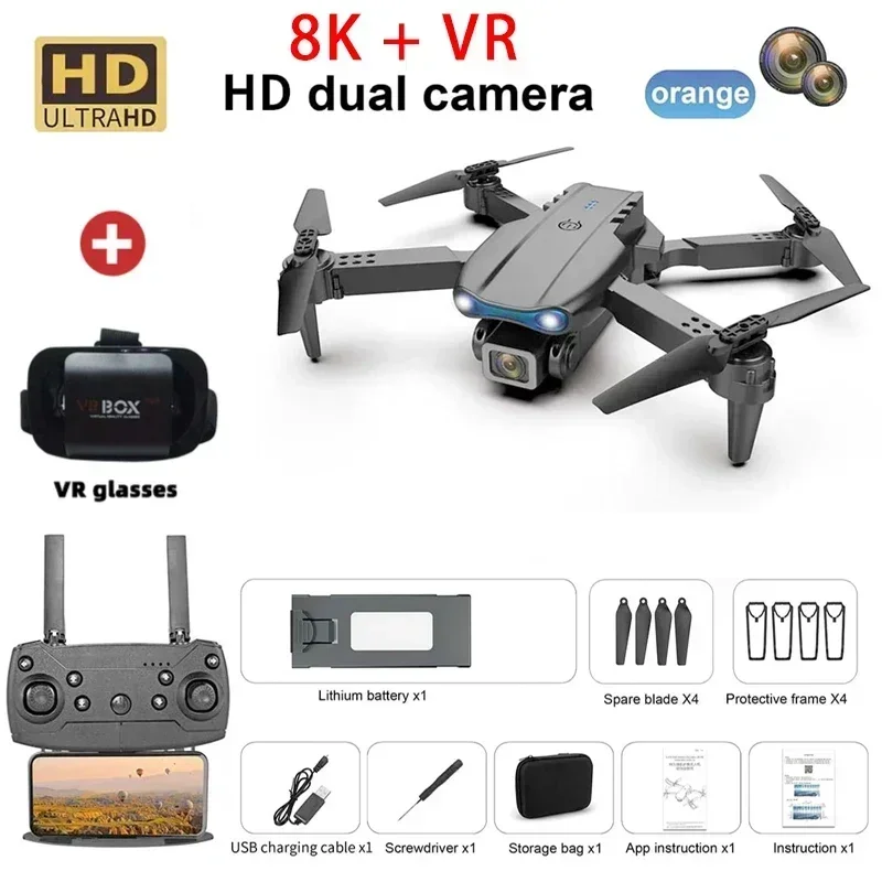 E99 8K HD Camera, Remote Control Drones, Foldable Quadcopter, Optical Flow Positioning, Aerial Photography Remote Control Drone