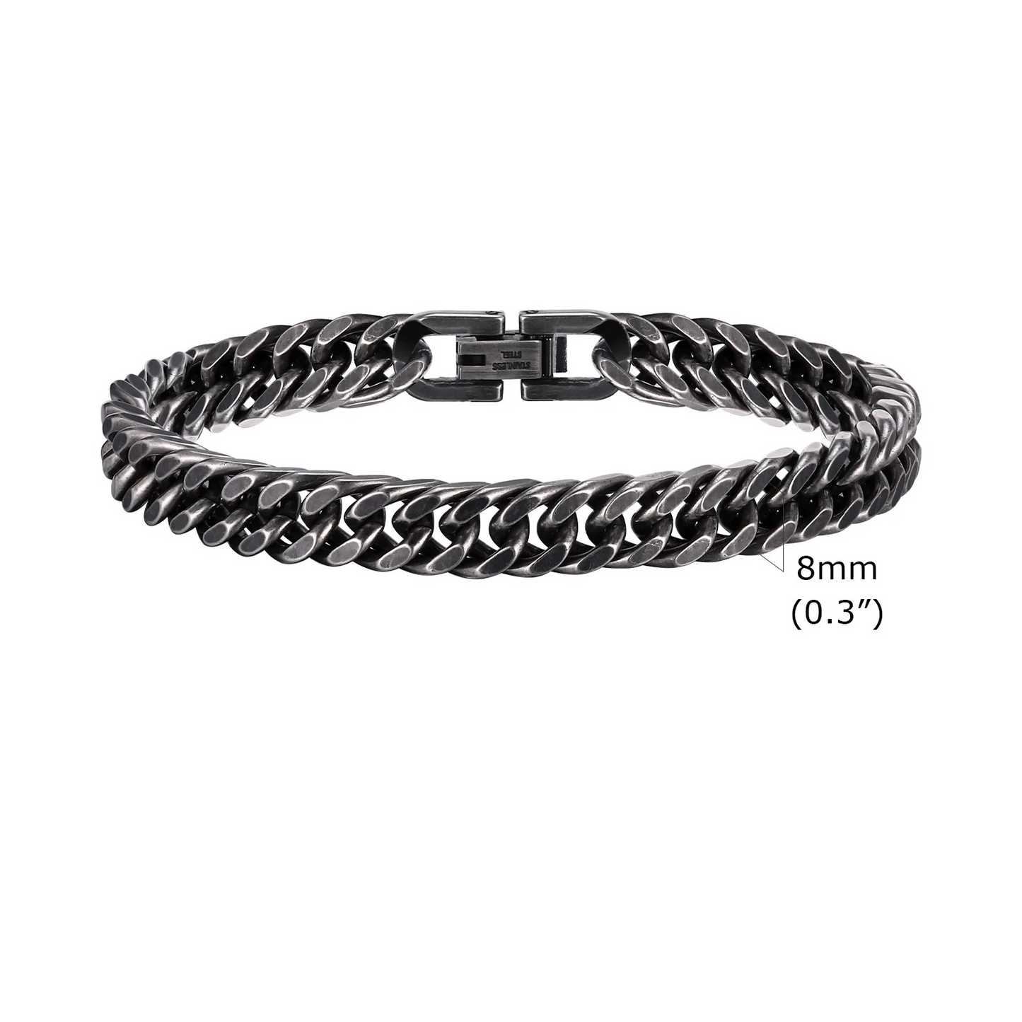 Vnox 8mm/12mm, Bold Heavy Stainless Steel Cuban Bracelet, Boys, Oxidized Metal Wristband, Punk Rock Chain Bracelet Jewelry