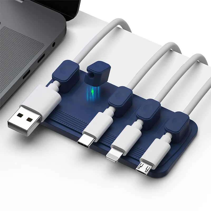 6in1 Magnetic Mouse Cable Wire, Organizer Desktop Cable Clip Protector, Cord Winder Row Plug Fixed USB Charging Line Holder Magnet