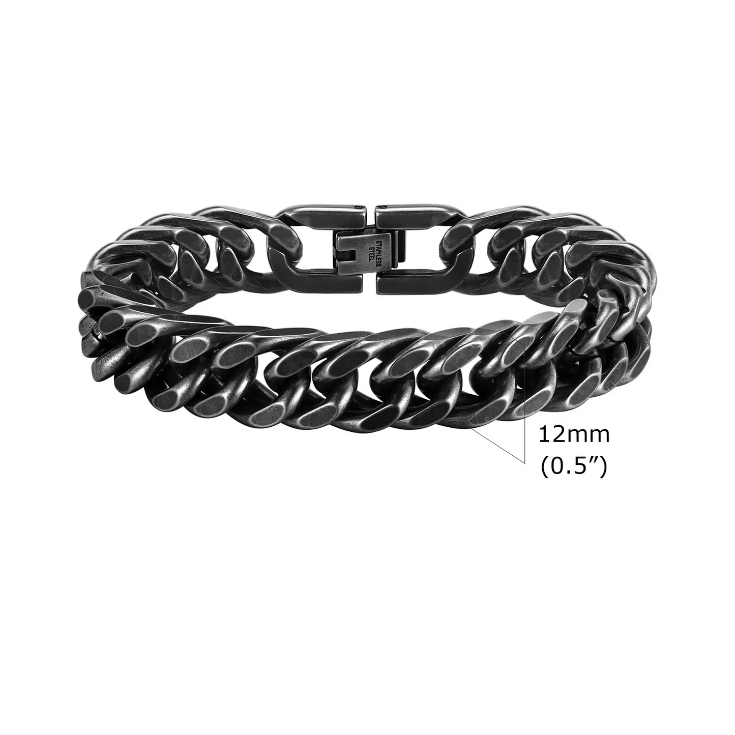 Vnox 8mm/12mm, Bold Heavy Stainless Steel Cuban Bracelet, Boys, Oxidized Metal Wristband, Punk Rock Chain Bracelet Jewelry