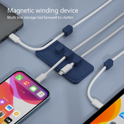 6in1 Magnetic Mouse Cable Wire, Organizer Desktop Cable Clip Protector, Cord Winder Row Plug Fixed USB Charging Line Holder Magnet