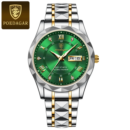 POEDAGAR Luxury Man Wristwatch, Waterproof Luminous, Men Watches Stainless Steel Quartz, Male relog