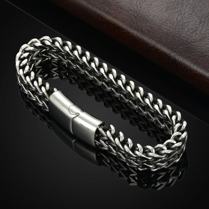 Stainless Steel Braided Double Row Front and Rear Fish Scale, Alloy Magnetic Buckle Bracelet