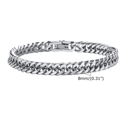 Vnox 8mm/12mm, Bold Heavy Stainless Steel Cuban Bracelet, Boys, Oxidized Metal Wristband, Punk Rock Chain Bracelet Jewelry